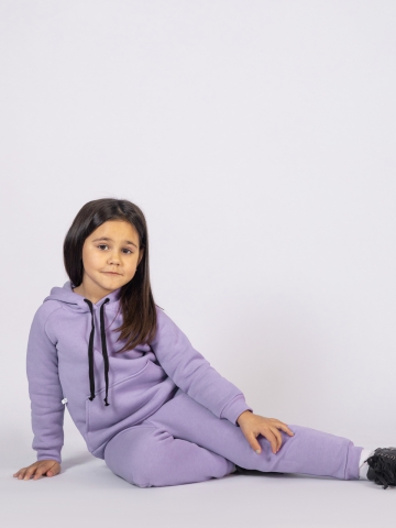 296-СР. Свитшот с капюшоном  + Штаны, хлопок 65%, 35% ПЭ, 3-х нитка (начес) сирень 80,86,92