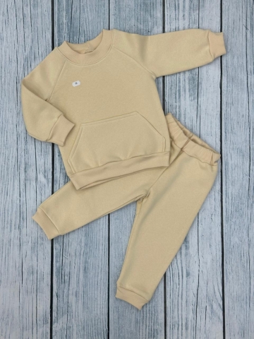 297-СЛ. Свитшот + Штаны, хлопок 65%, 35% ПЭ, 3-х нитка (начес) сливочный ,80,86,92,98,104